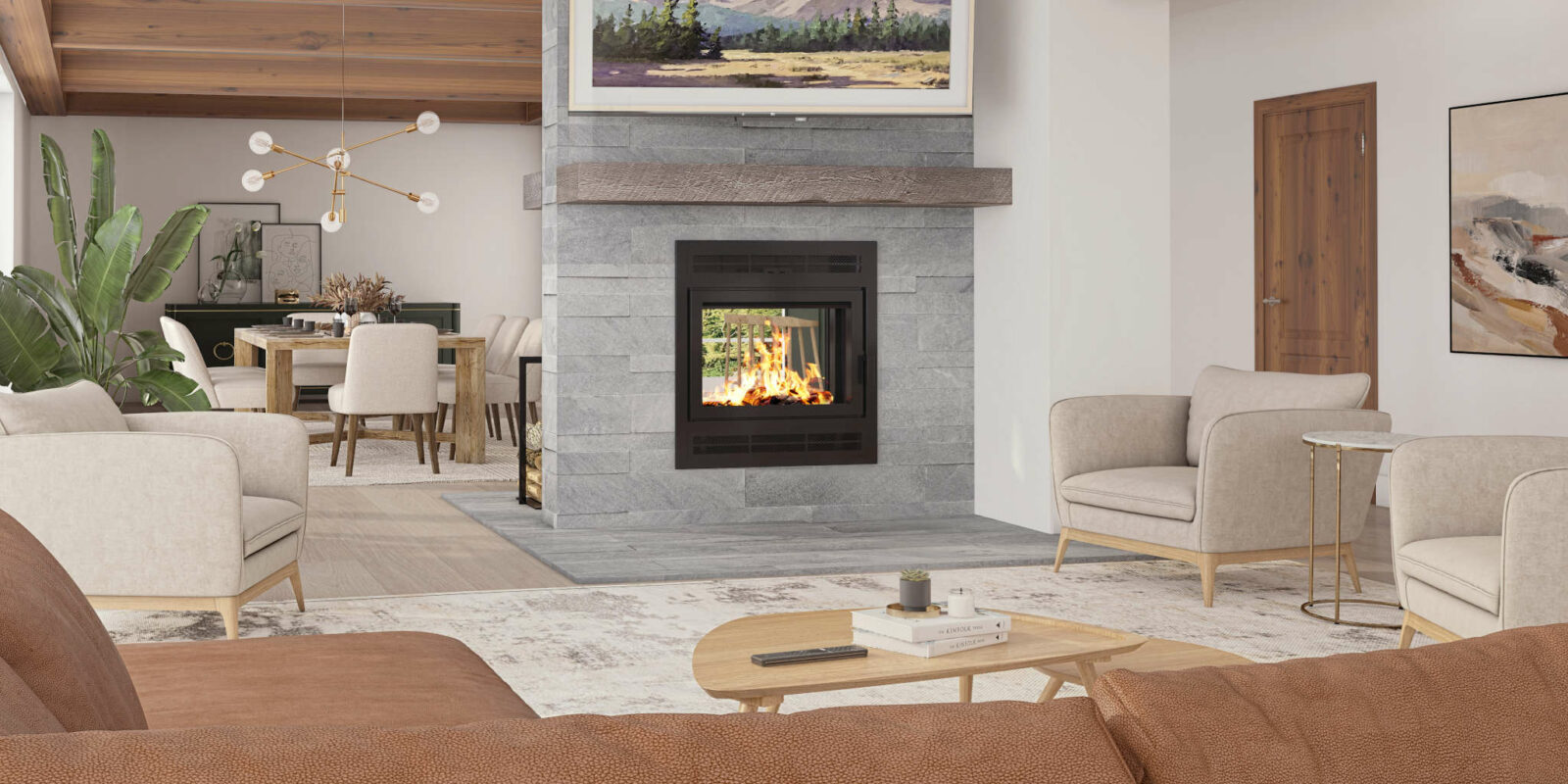 Elegance® 42 Built-in Wood Burning Fireplace in living room.